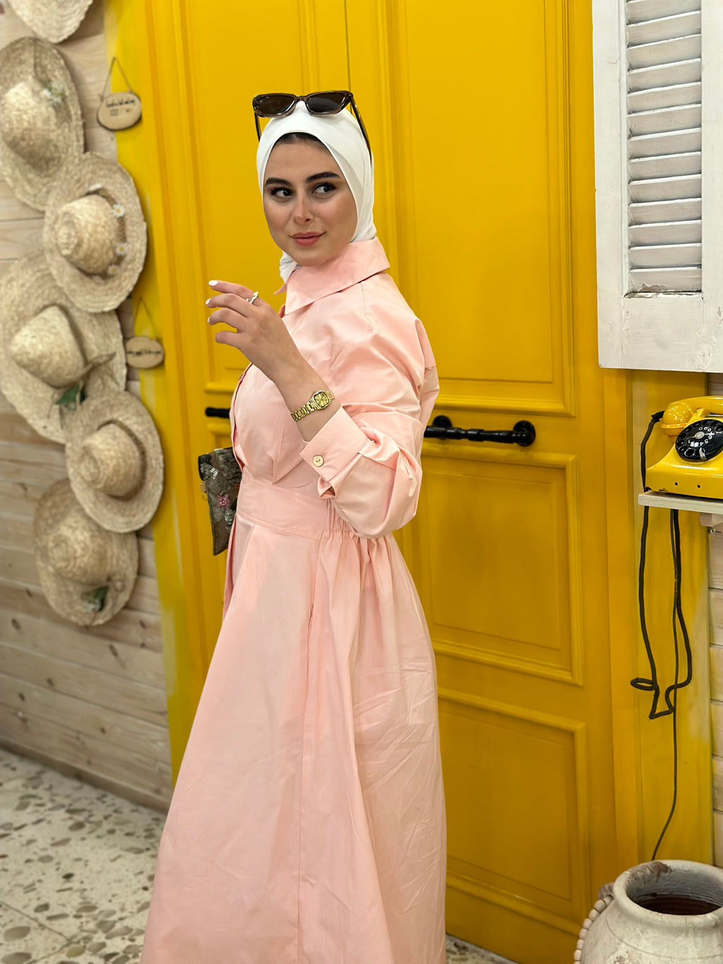Salmon Pink Shirt Dress
