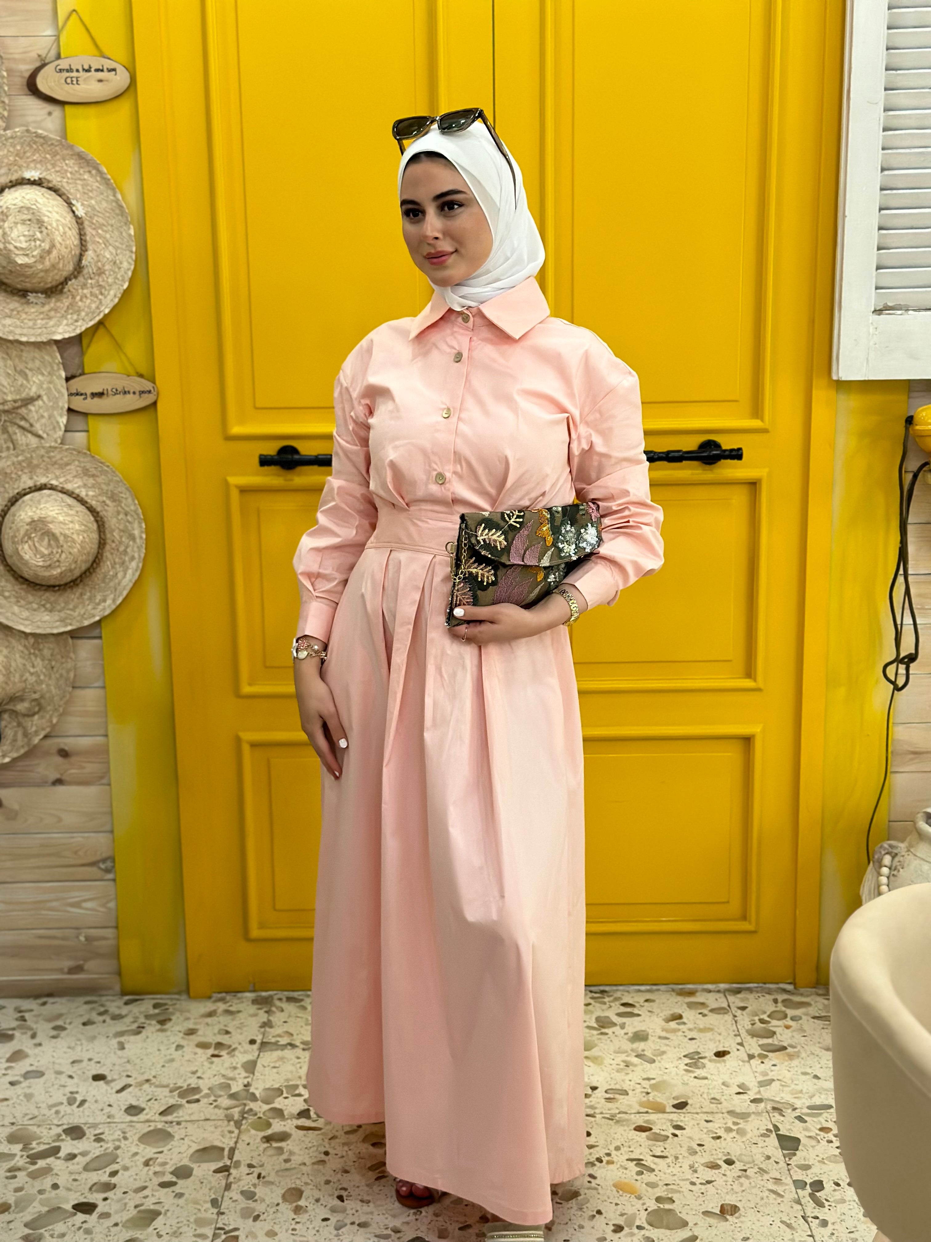 Salmon Pink Shirt Dress