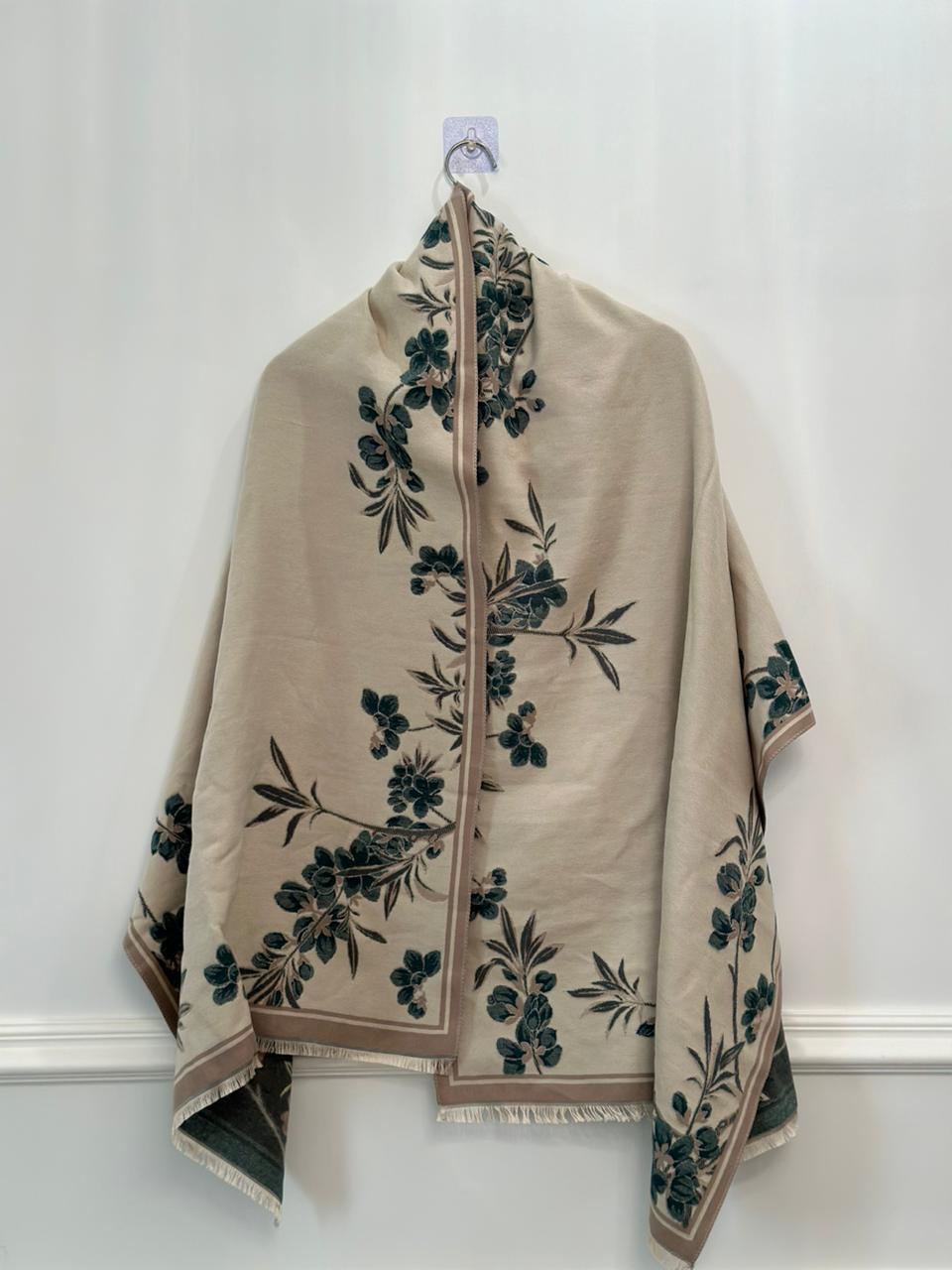 Green Beige Double Face Shawl